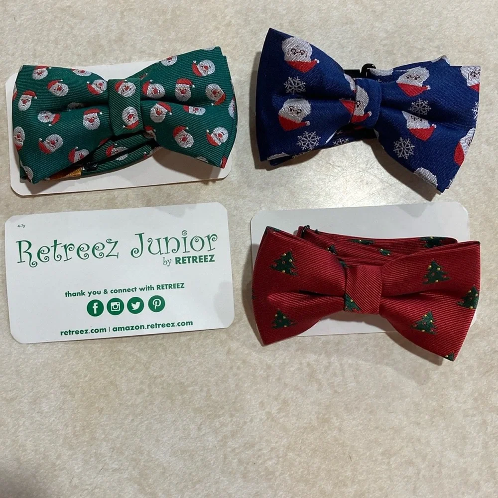 Festive Blue Santa Bow Tie for Kids
